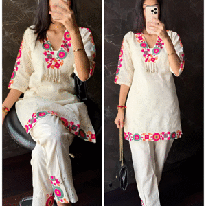 White Shiffley--Embroidered Set