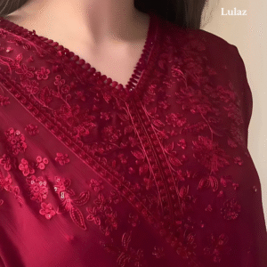 Long Red Georgette-Pakistani Set