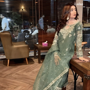 Light Green Organza Silk Pakistani Set