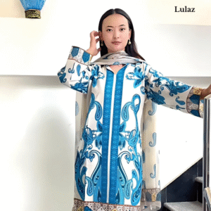 Off White Blue Digital Print Cotton-Pakistani Set
