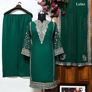 Dark Green Georgette-Pakistani Kurta Set