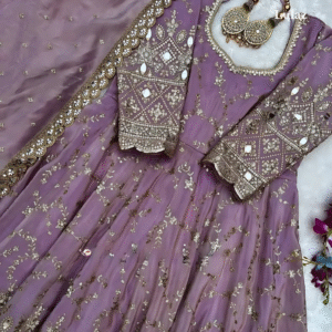 Purple Heavy Georgette-Pakistani Kurta Set