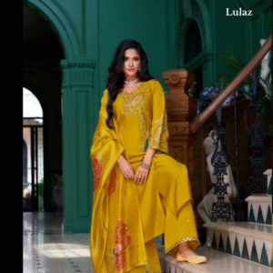 Roman Silk-Bright Yellow Embroidered Set