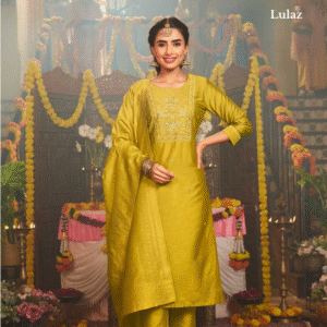 Viscose Nylon-Mustard Yellow Floral Set