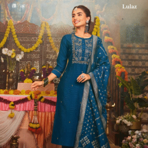 Viscose Nylon-Royal Blue Floral Set