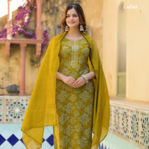 Rayon-Yellow Floral Set
