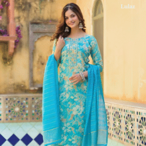Rayon- Sky Blue Floral Set
