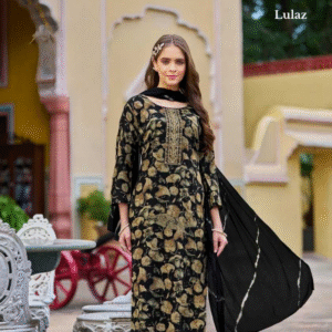 Rayon- Black Floral Set