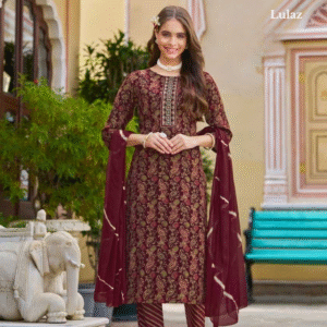 Rayon- Brown Floral Set