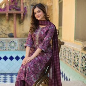 Rayon – Purple Floral Set
