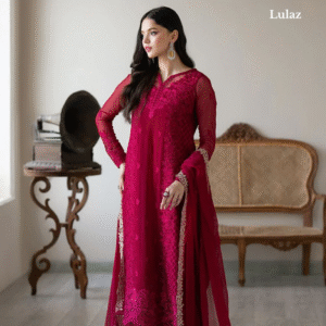 Designer Red Faux Georgette
