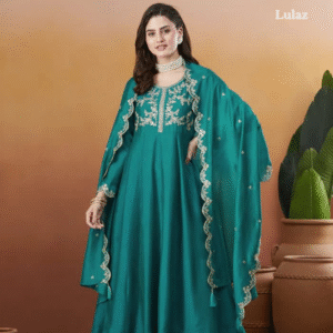 Teal Green Silk Anarkali